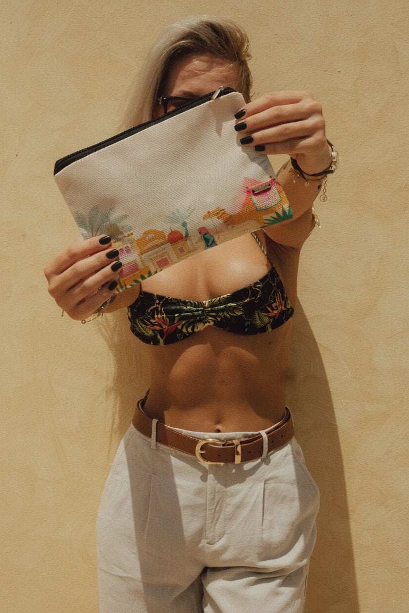 Canvas beach pouch